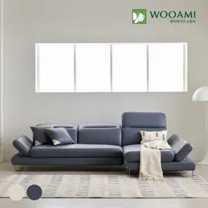 [리뷰이벤트]우아미가구 커브 4인 무빙헤드 가죽 소파+스툴 2color