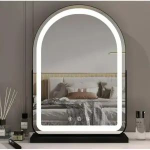 뷰티 LED 화장대 접이식 탁상거울 메이크업 스탠드 아치형거울50x70 플러그인