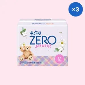 순수한면 생리대 제로영 거즈 패턴 순면 중형 16p 3팩