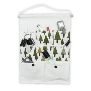 수납포켓 벽걸이형 삼각형나무 린넨 WFIMLMZ