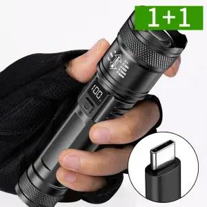[1개+1개] 줌라이트 LED 손전등 후레쉬 리튬이온 배터리 충전식 생활방수 3600루멘 랜턴