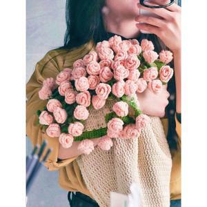 DIY 뜨개질 꽃다발 담요 은방울꽃 장미 손으로 컴바인 소재 울사 에이 손뜨게 미완성