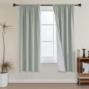 HVERSAILTEX 100 암막 커튼 63인치 길이의 단열 창문 처리 패널 흰색 라이너 에너지 절약 막대 포켓 침실