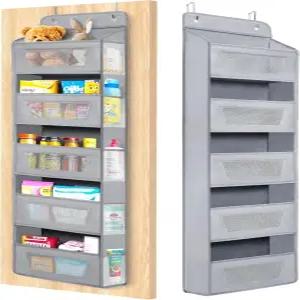 밀색 오버 더 도어 오거나이저 46파운드 하중 및 미끄럼 방지 디자인 수납장 뒤 5단 옷장 오거나이저에게