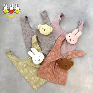 카와이 미피 토끼 쇼핑백 일본식 디자인 귀여운 만화 보리스 베어 교수형 가방 새로운 풀 프린트 접이식 보