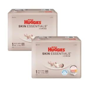 하기스 기저귀 스킨에센셜 밴드형 공용 1단계 66pX2팩 BNS