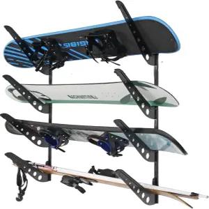 JUSTOP 스노보드 벽걸이 스키용 조절식 보관대 서핑보드 웨이크보드 디스플레이 화이트블랙