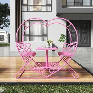 하트 의자 포토존 야외 연보라색 인스타감성 쇼핑몰 벤치 테이블 비치 연꽃색 싱글 벤취