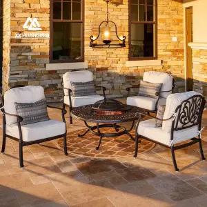 카디즈 앤틱 야외 4인용 주물 화로대 테이블 소파 의자 세트 북유럽 알루미늄 철제 정원