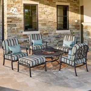 카디즈 고급 야외 4인용 주물 화로대 테이블 소파 의자 세트 앤틱 북유럽 알루미늄 철제