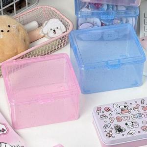 미니 소형 호환 플라스틱 상자 직사각형 투명 반짝이 보관 포장 방진 보석 케이스 컨테이너 9.5x8x6cm