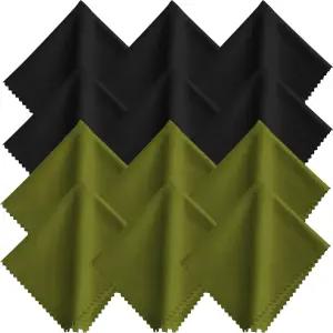 Xthel 극세사 안경 클리닝 천 - 12팩(블랙 6개 + 그린 6개) 7x6인치 개별 포장 재사용 가능 보풀 없음