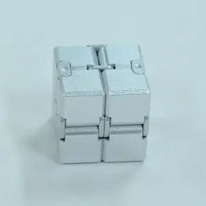 빈페이마트 메탈 인피니티 큐브 피젯 장난감 스트레스 해소 책상 가제트 실버 알루미늄 합금 부드러운 플립