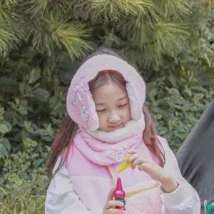 (색상 핑크)겨울 어린이 털모자 넥워머 방한 모자 목도리 세트 선 아동 키즈 겨울 넥워머 목도리 모자 비니