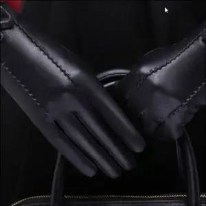 (색상 블랙)겨울장갑 여자 장갑 패션장갑 방한 세련된 인조가죽 리본