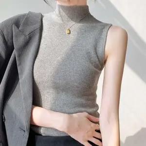 [FW255] 골지 니트 겨울 반목 폴라 슬리브리스 이너 슬림핏 나시 여성