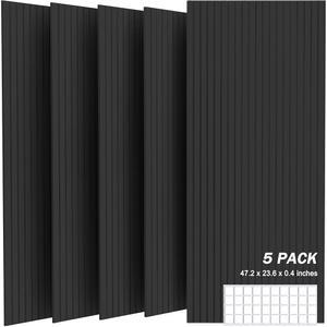 대형 음향 패널 5팩, 벽용 48인치 X24인치 X0.4인치 방음 폼 패널, 홈 스튜디오 및 사무실 장식용 벽 패널. (블랙)