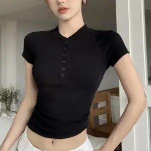 셔링 티셔츠 여성 크롭 반팔티 스판 여름상의 골지 캡소매