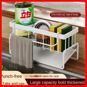 주방 스테인레스 선반, 스펀지 배수 싱크대 식기 세척 용품, 행주 보관함,