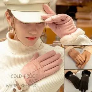 벨벳 퍼장식 겨울 팔목 스마트터치 포근한 여성장갑
