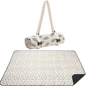 윌로우 위브 비치 매트 모래 무료 세척 가능 방수 캠핑 비상 담요 뒷면과 어깨끈이 있는 피크닉 바구니