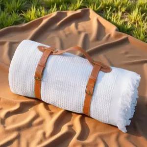 DLCOFUND 스타일리시한 흰색 피크닉 담요 방수 및 모래 방지 가족 야외 모험 반려동물을 위한 전천후