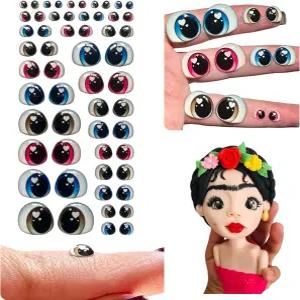 구글리 즈 3D 레진 ？ 멀티컬러 자가 접착 세트 206-M (56개 28쌍 5-22mm) 폴리머 클레이 인형 슬라임