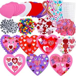 줄베어 700개 발렌타인데이 폼 하트 장식 공예 DIY 키트와 자가 접착 스티커 글리터 윙글 구글 즈 새틴