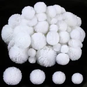 50피스 크리스마스 폼폼 공예 볼 가짜 스노우볼 퍼지 아트 DIY 크리에이티브 프로젝트 장식(멀티 사이즈)