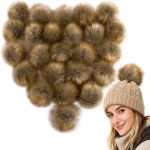 24개 4인치 브라운 플러피 폼 코바늘 뜨개질 액세서리 - 모자 비니 신발 스카프 장갑 가방 열쇠고리용