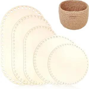 자이언트리 나무 바구니 바닥 5개의 PCS 5사이즈 타원형 원형 빈 솔리드 코바늘 뜨개질 받침대 DIY 공예