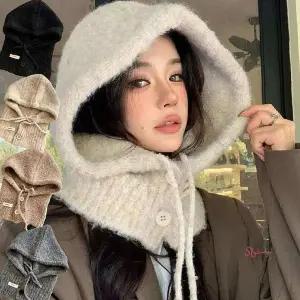 니트 모자 넥워머 단추 후드 바라클라바 귀도리 귀달이qrs684