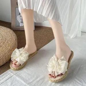 진주구슬 리본 장식 포인트 여자 여름 데일리 슬리퍼 WF0FA64