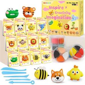들을 위한 에어 드라이 클레이 키트 매직 모델링 초경량 및 소프트 단계별 튜토리얼이 포함된 12박스 DIY