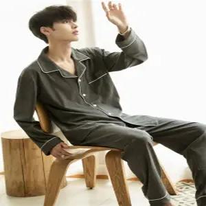 남성 봄 가을 순면 잠옷 홈웨어 파자마 트레이닝복