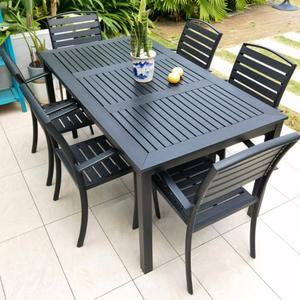 마당 6인용 테이블 야외 의자 정원식탁 인용 나무테이블의자 옥상