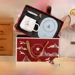 워머 머그 세트 패턴 핑크 그린 돌답례품 방진 컵받침대 네스프레소 바리스타 세라믹