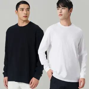 남자 기본 라운드 무지 긴팔 티셔츠 면티 롱슬리브
