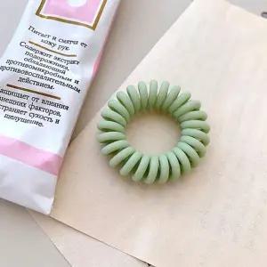 파스텔 무광 전화선 스프링 헤어끈 라이트그린