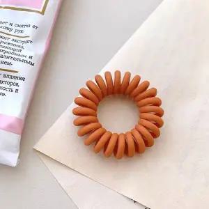 파스텔 무광 전화선 스프링 헤어끈 오렌지