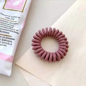 파스텔 무광 전화선 스프링 헤어끈 버건디