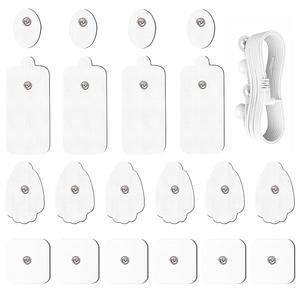 20Pcs TENS 유닛 전극 패드, 1/4 와이어 케이블 조합 세트. 재사용 가능한 자가 접착식 7000과 호환되는 교체 AUVON TENS, Belifu, AVCOO, NURSAL, 네오카본