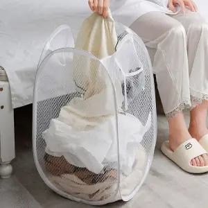 대용량 접이식 메쉬 빨래바구니 세탁바구니 수납함 (WFHJRM7)