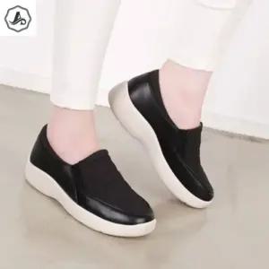 [애슬릿] 여성 스니커즈 소 가죽 운동화 밴딩 쿠션 발 편한