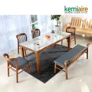 아슬로바 6인 통세라믹 원목식탁SET(벤치형) KHD-957