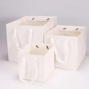 돌잔치 개업식 포장 쇼핑백 결혼식 답례품 선물 화이트 판촉물 무지 정사각형 중형