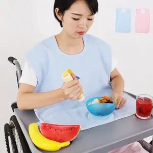 노인 방수 앞치마 식사용 요양 환자 성인 방수 턱받이 병원 스트랩 어르신 가정용 간병인 보호대 수식사