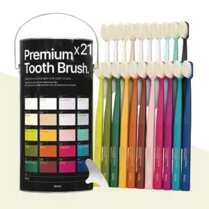 헤트라스 이중미세모 칫솔 21개입 부드러운 프리미엄 칫솔 혀클리너 칫솔캡