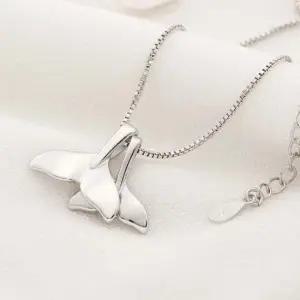 S925 풍수아이템 남녀공용 쌍 고래 꼬리 돌핀 목걸이