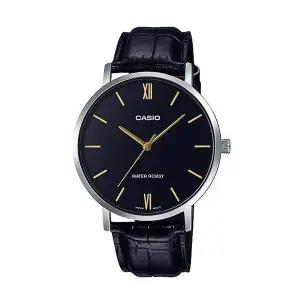 [신세계라이브쇼핑]카시오 MTP-VT01L-1B 남성 라운드 아날로그 가죽 손목 시계
